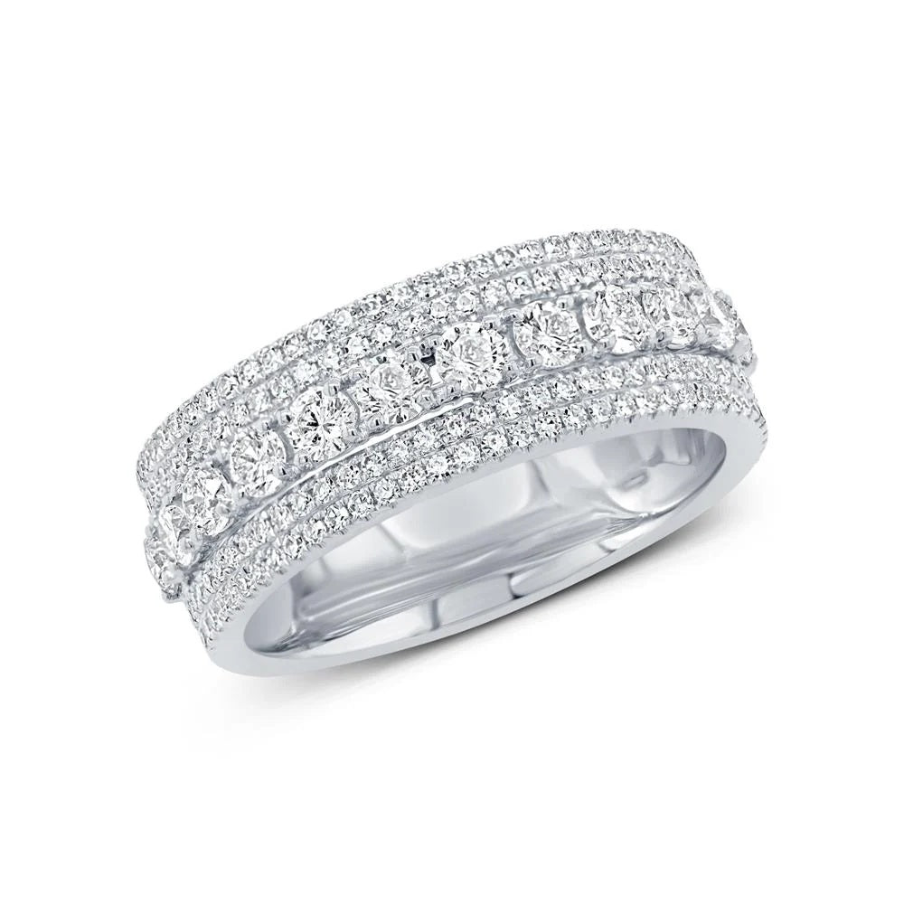 14K White Gold Shy Creation 1.18 CTW Diamond Woman's Multirow Ring