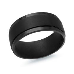 Men's Black Tantalum Comfort Fit 9mm Stepped Wedding Band Size 10