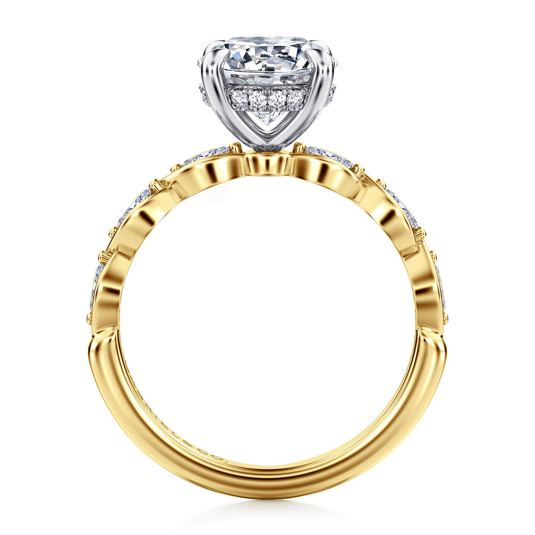14K Yellow And White Gold Diamond Semi-Mount Engagement Ring