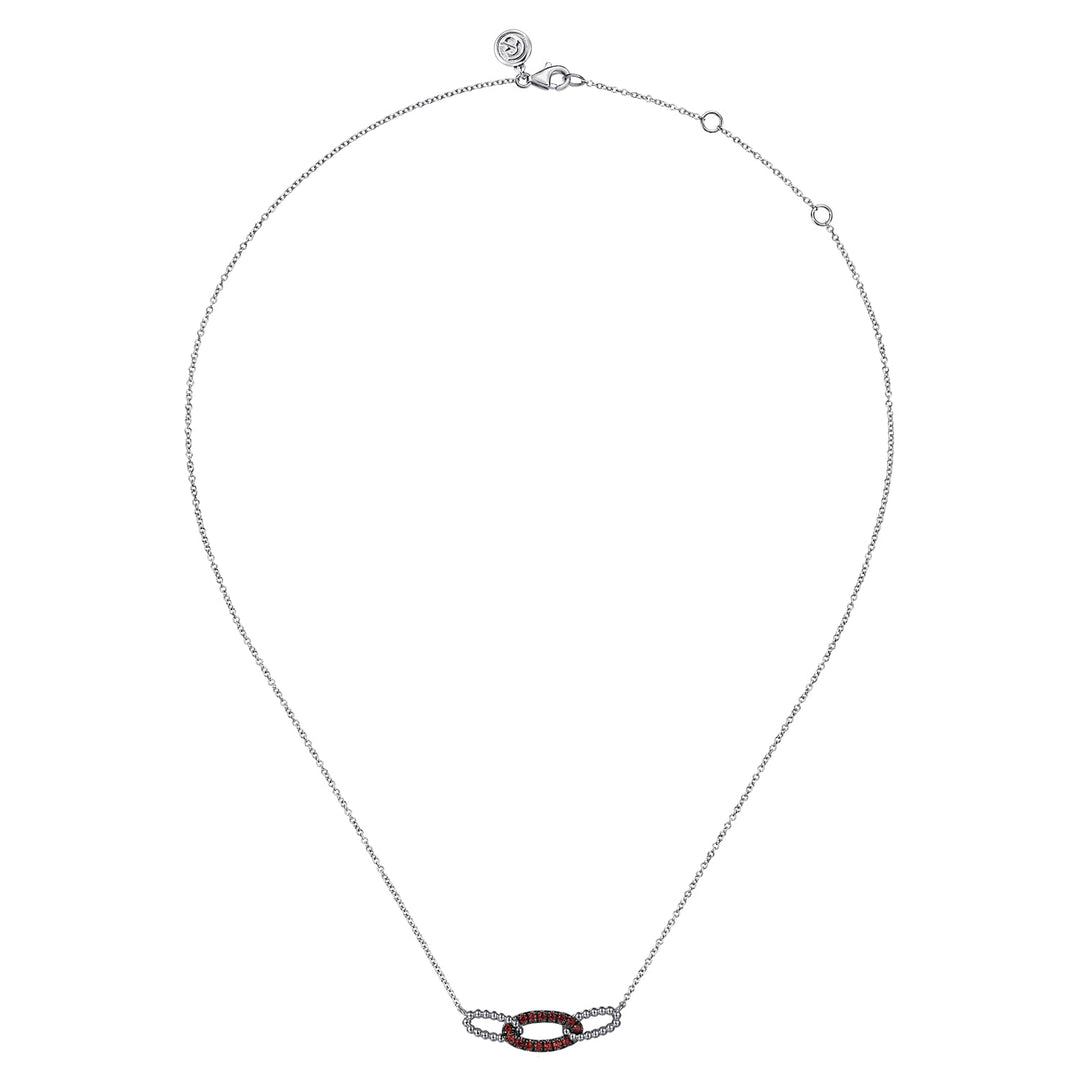 Sterling Silver Gabriel & Co. Garnet Bujukan Link Bar Necklace
