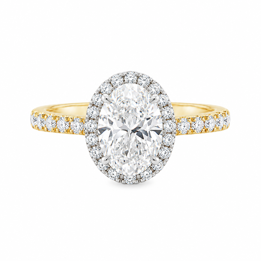 Women's 18K Yellow And White Gold Halo 0.45 CTW Diamond Semi-Mount Engagement Ring