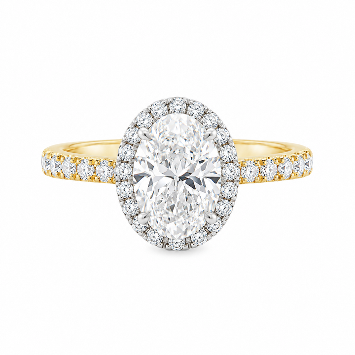 Women's 18K Yellow And White Gold Halo 0.45 CTW Diamond Semi-Mount Engagement Ring