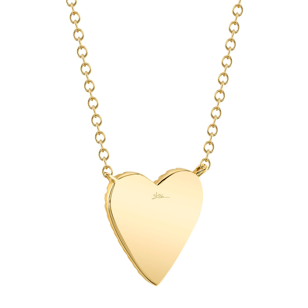 Women's 14K Yellow Gold Shy Creation Heart 0.09 CTW Diamond Necklace With 18 Inch Chain