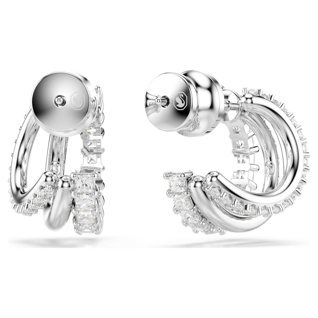 Swarovski Hyperbola Rhodium Plated Hoop Earrings With Clear Cubic Zirconia 5737110