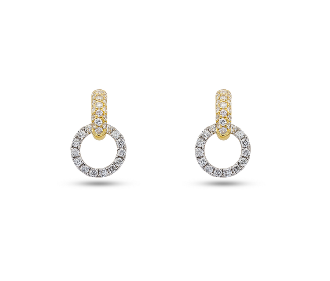 18K Yellow And White Gold 0.72 CTW Diamond Dangle Earrings