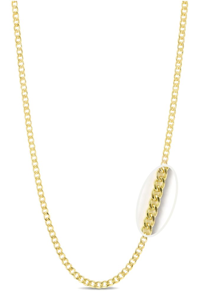 sempreORO Sterling Silver 14 Karat Gold Bonded 3mm Curb Link Chain