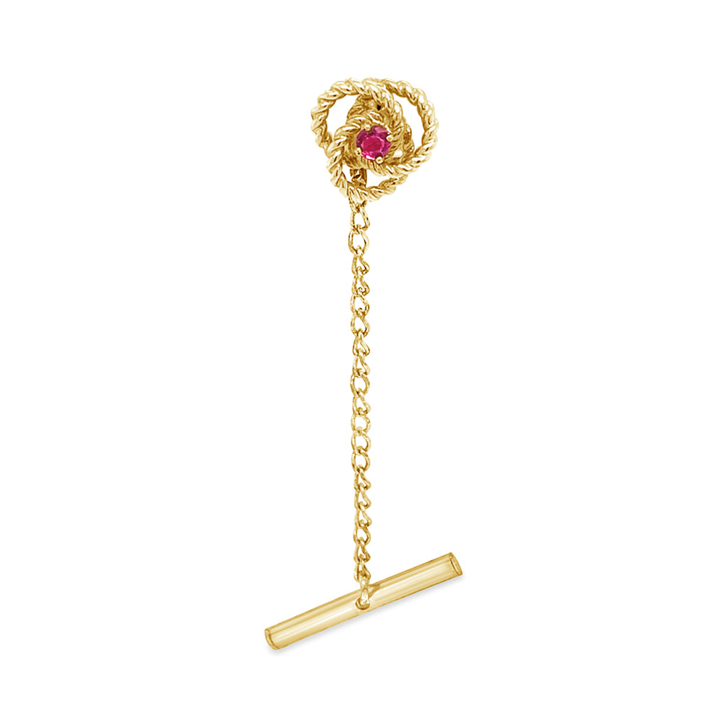 10K Yellow Gold Ruby Knot Tie Tack