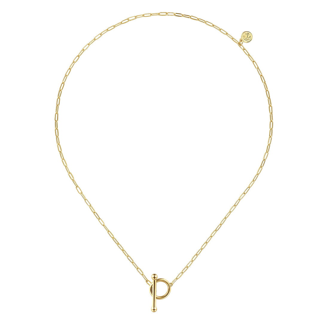 14K Yellow Gold Gabriel & Co. Paprclip Link Necklace With Toggle Clasp