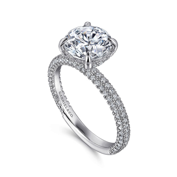 Women's 14K White Gold Hidden Halo 0.67 CTW Diamond Semi-Mount Engagement Ring