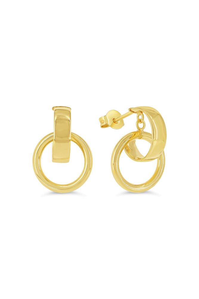 sempreORO Sterling Silver 14 Karat Gold Bonded Circle Drop Earrings