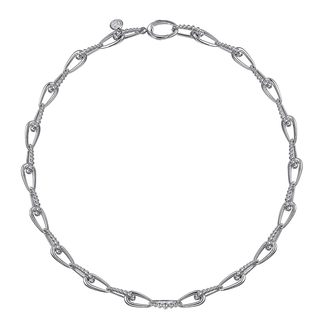 Gabriel & Co. Sterling Silver Fancy Oval Link 16" Necklace