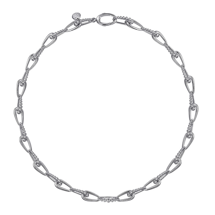 Gabriel & Co. Sterling Silver Fancy Oval Link 16" Necklace