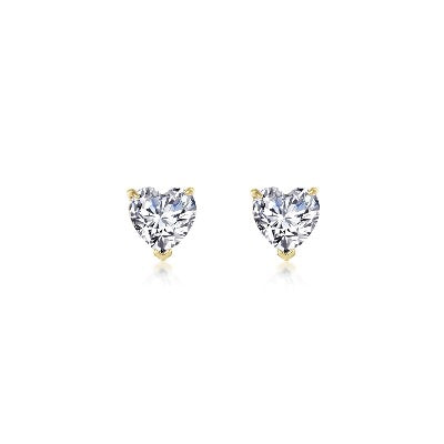 Lafonn Yellow Gold Plated Sterling Silver Heart Shaped Cubic Zirconia Stud Earrings