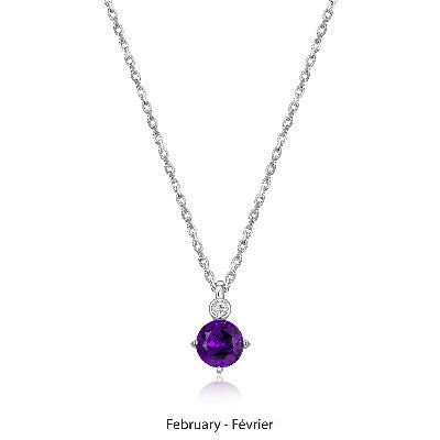 Elle Silver February Birthstone Necklace With Genuine Amethyst