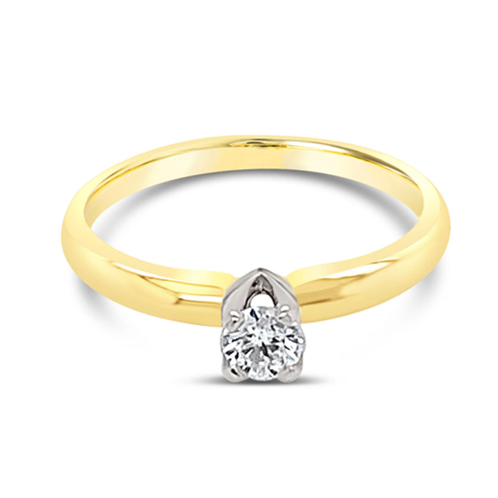 14K Yellow Gold 0.21 CT Diamond Solitaire Engagment Ring