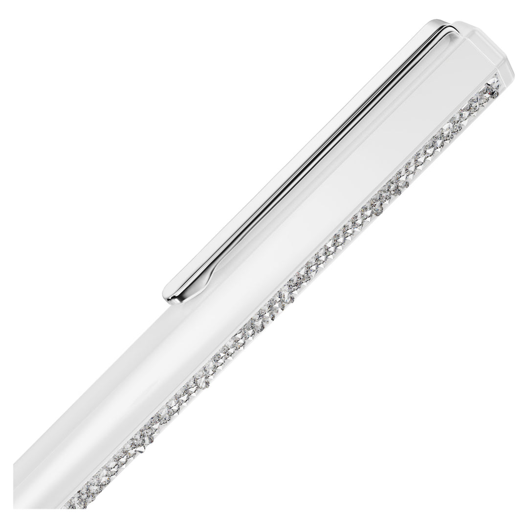 White Lacquered Swarovski Pen With Crystal Rocks