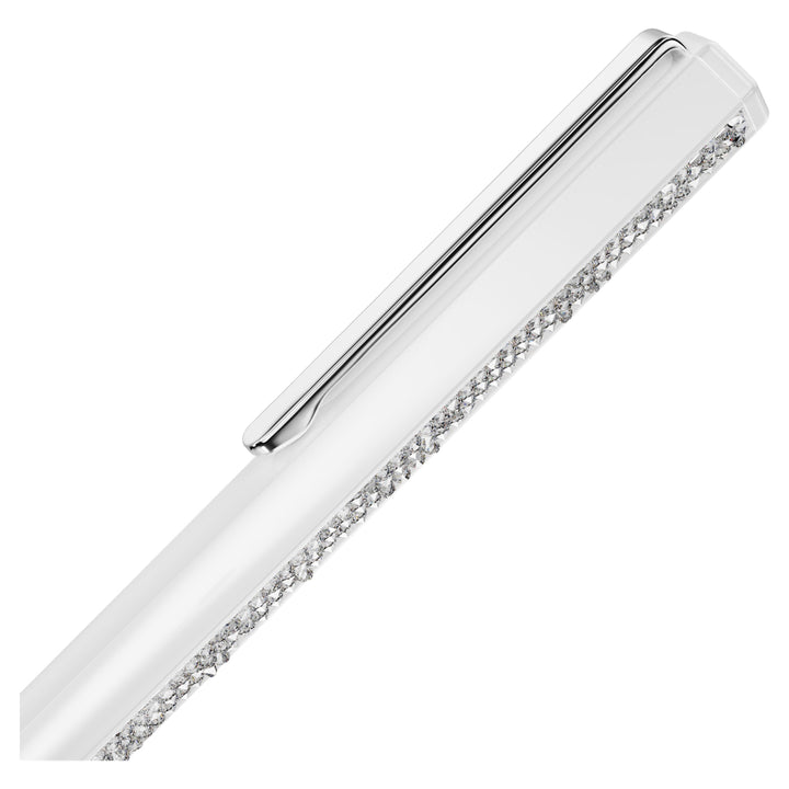 White Lacquered Swarovski Pen With Crystal Rocks