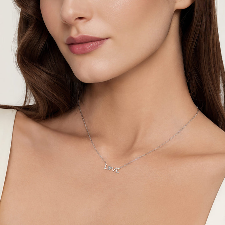 Sterling Silver Gabriel & Co Diamond Bujukan LOVE Necklace