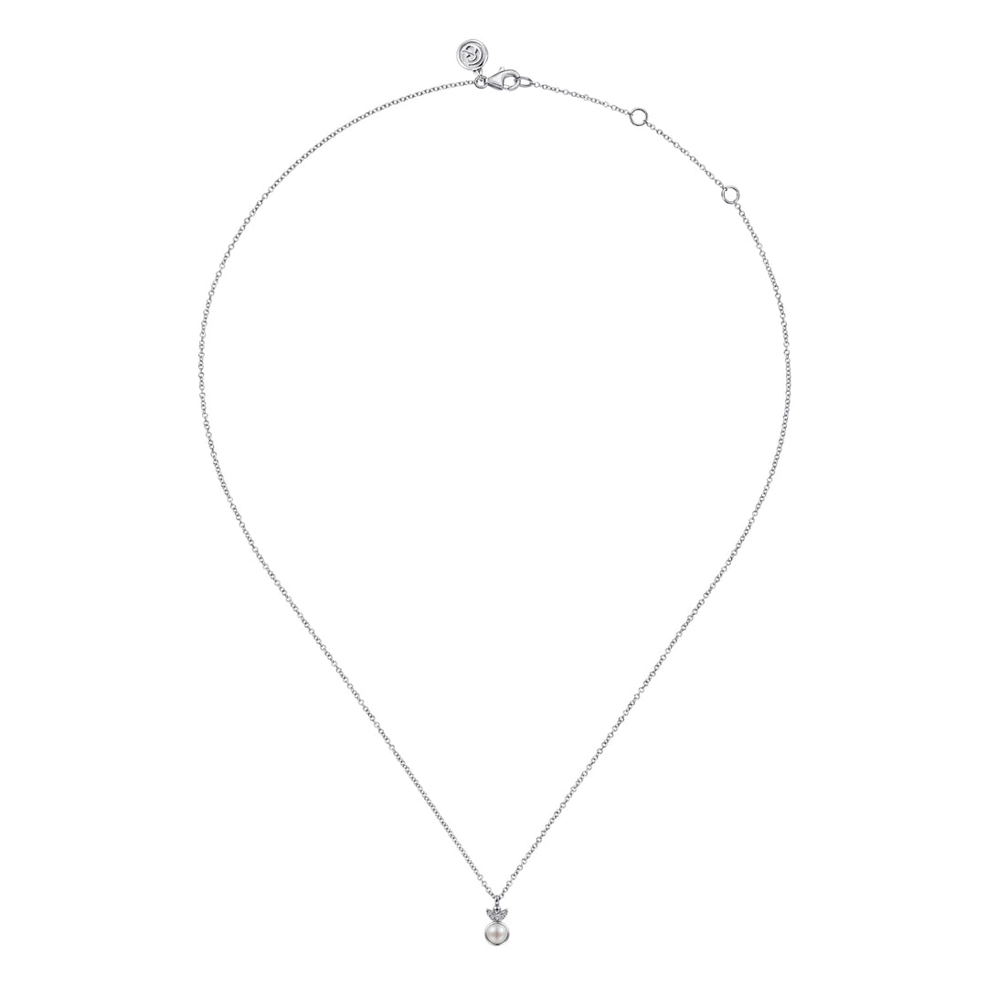 Sterling Silver Gabriel & Co. Diamond Bujukan Pearl Necklace