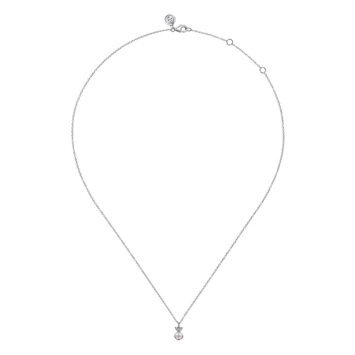 Sterling Silver Gabriel & Co. Diamond Bujukan Pearl Necklace
