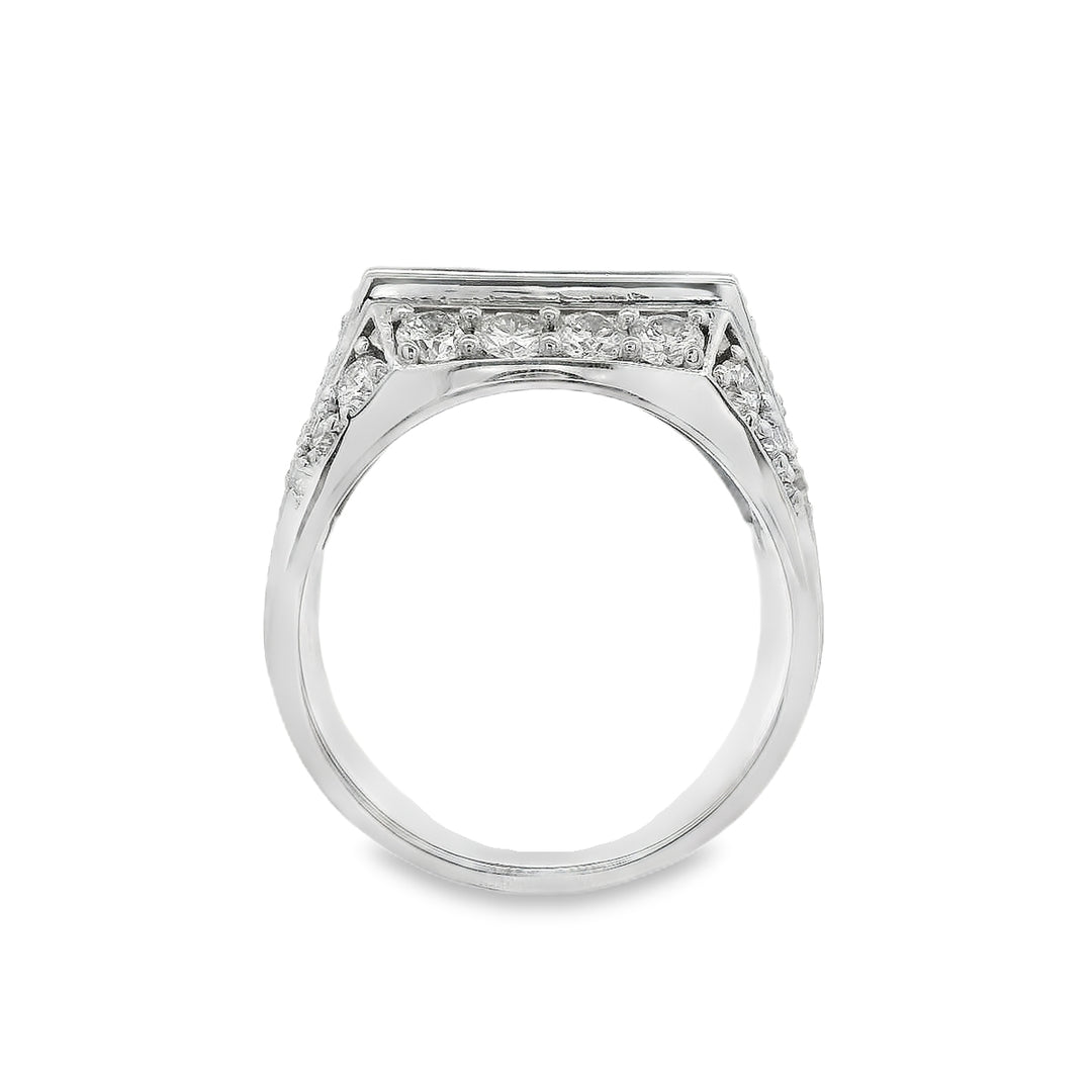 14K White Gold 1.42 CTW Sapphire And 3.42 CTW Diamond Men's Ring.