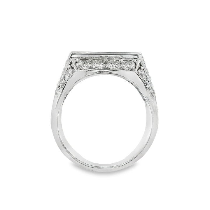 14K White Gold 1.42 CTW Sapphire And 3.42 CTW Diamond Men's Ring.