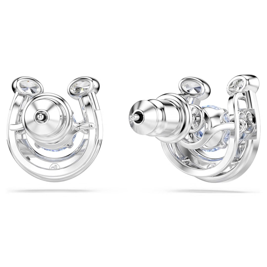 Swarovski Symbolica Rhodium Plated Stud Horseshoe Earrings With Blue Cubic Zirconia 5746563