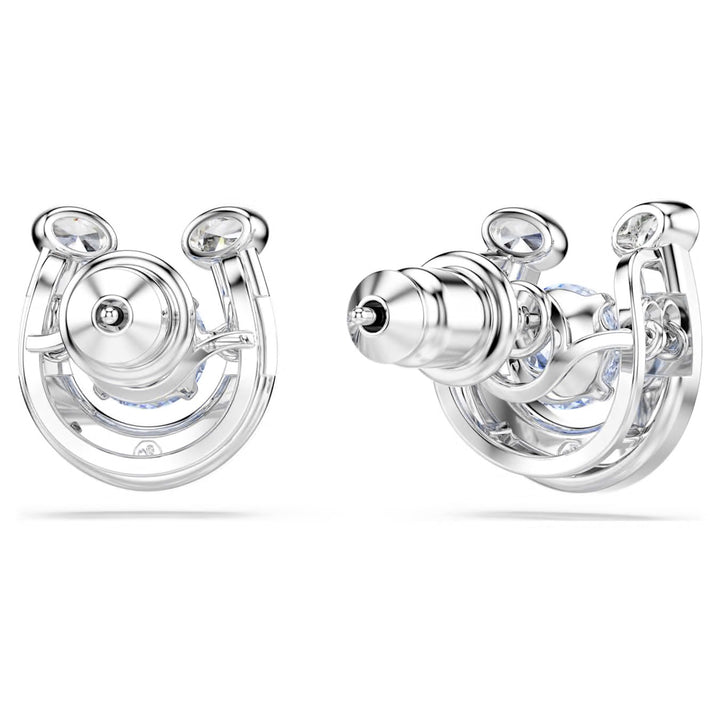 Swarovski Symbolica Rhodium Plated Stud Horseshoe Earrings With Blue Cubic Zirconia 5746563