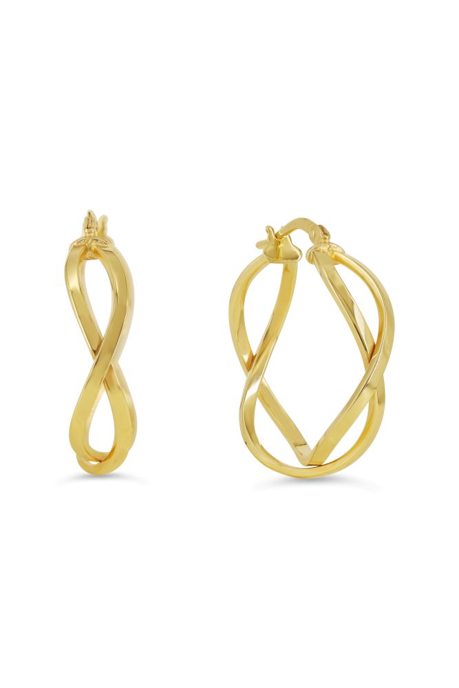 sempreORO Sterling Silver 14 Karat Gold Bonded Interwoven Hoop Earrings