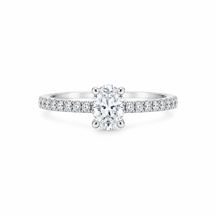 14K White Gold Solitaire 0.08 CTW Diamond Engagement Ring Semi-Mount With Diamond Shoulders