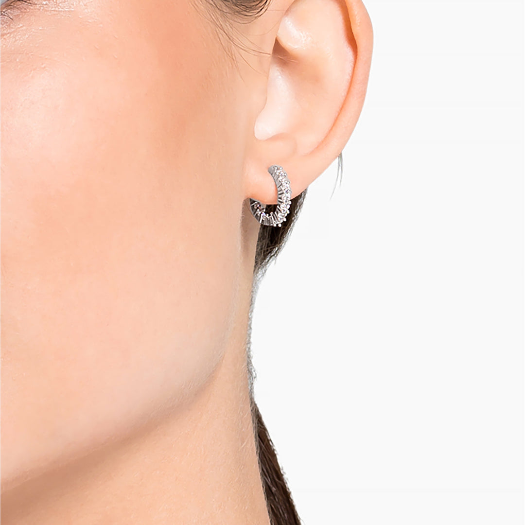Swarovski Matrix Vittore Rhodium Plated Hoop Earrings With Clear Crystals 5562126