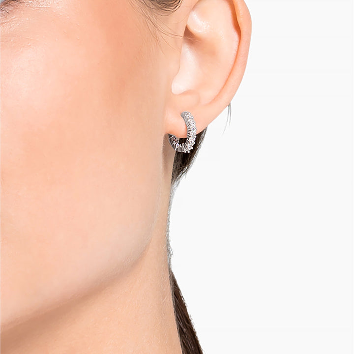 Swarovski Matrix Vittore Rhodium Plated Hoop Earrings With Clear Crystals 5562126