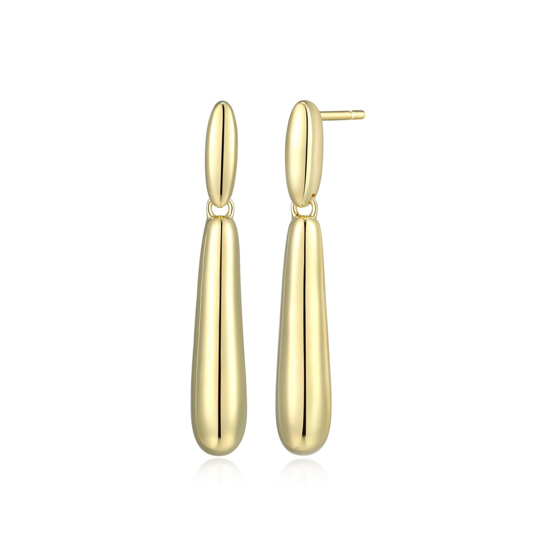 Yellow Gold Plated Sterling Silver ELLE Elongated Dangle Earrings