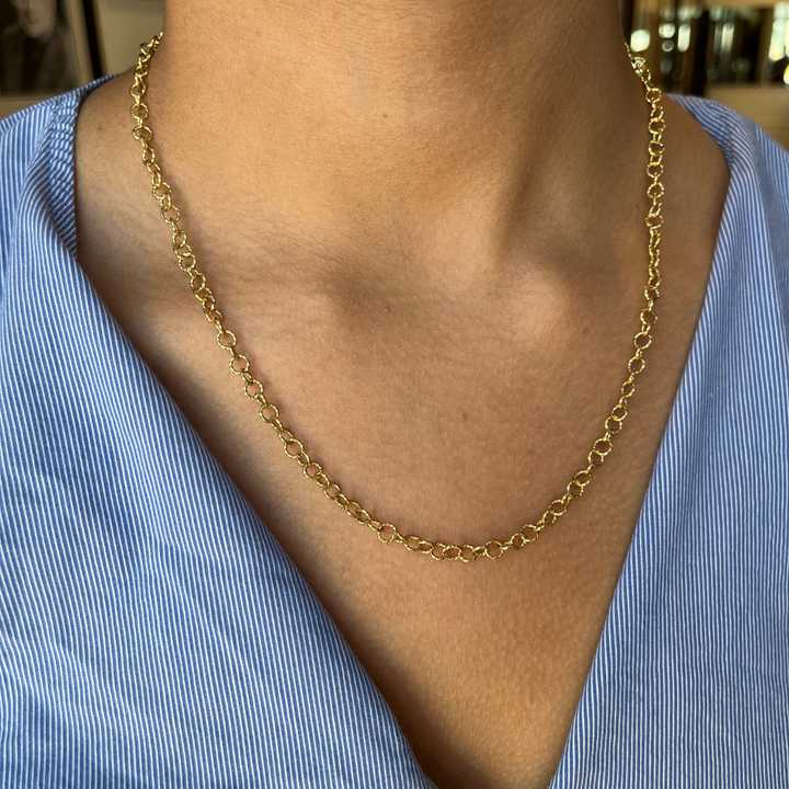 Estate - 18 Karat Yellow Gold Fancy Link 27.5" Chain