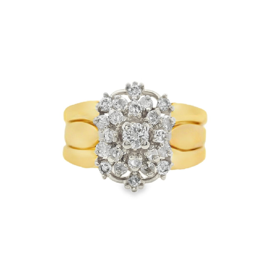 Estate - 14K Yellow And White Gold 0.59 CTW Diamond Ring, Size 9.5