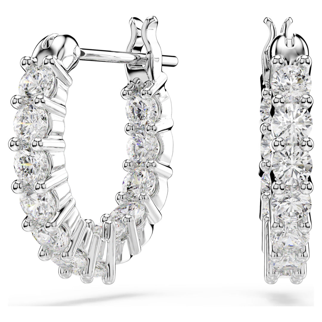 Swarovski Matrix Vittore Rhodium Plated Hoop Earrings With Clear Crystals 5562126