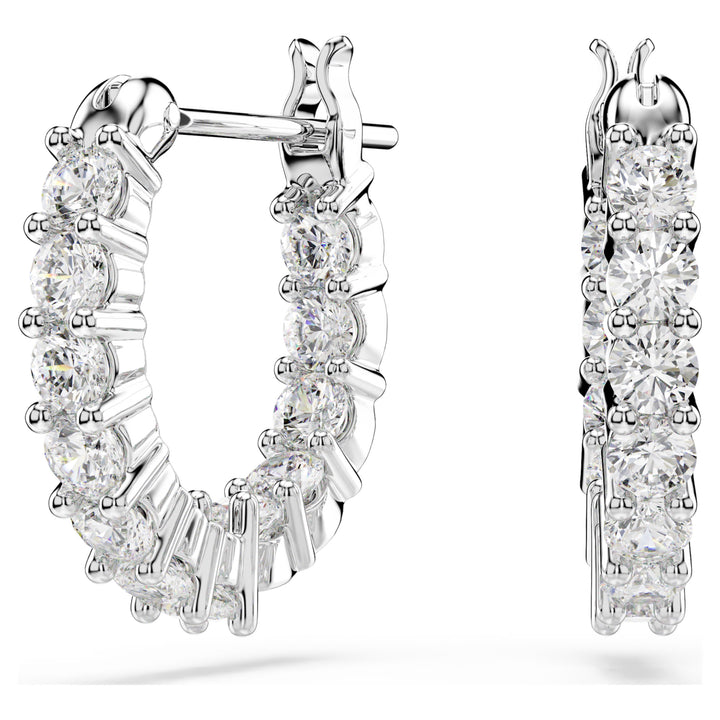 Swarovski Matrix Vittore Rhodium Plated Hoop Earrings With Clear Crystals 5562126
