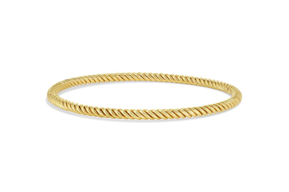 sempreORO Sterling Silver 14 Karat Gold Bonded Rope-Twisted Bangle