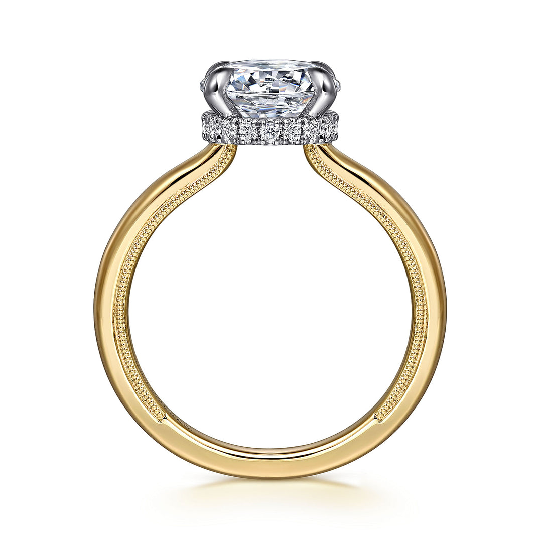 14K Yellow And White Gold Hidden Halo 0.11 CTW Diamond Semi-Mount Engagement Ring