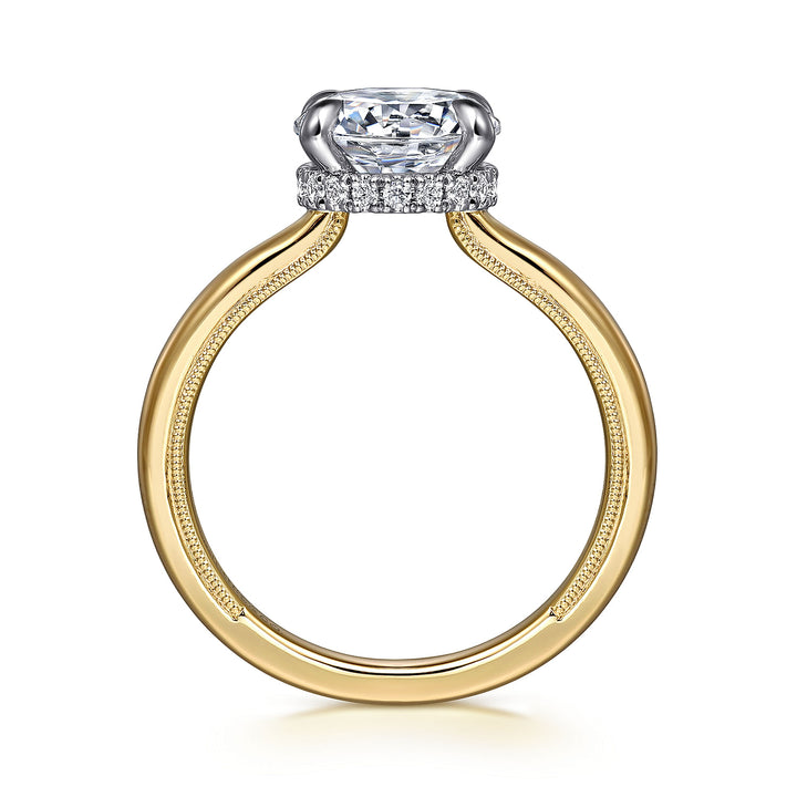 14K Yellow And White Gold Hidden Halo 0.11 CTW Diamond Semi-Mount Engagement Ring