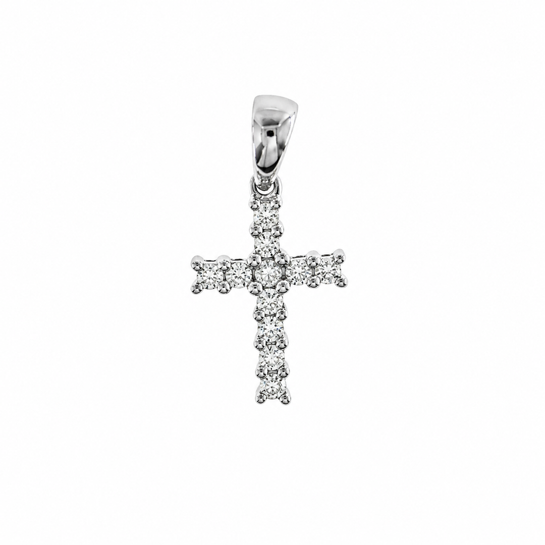 18K White Gold 0.13 CTW Diamond Cross Pendant