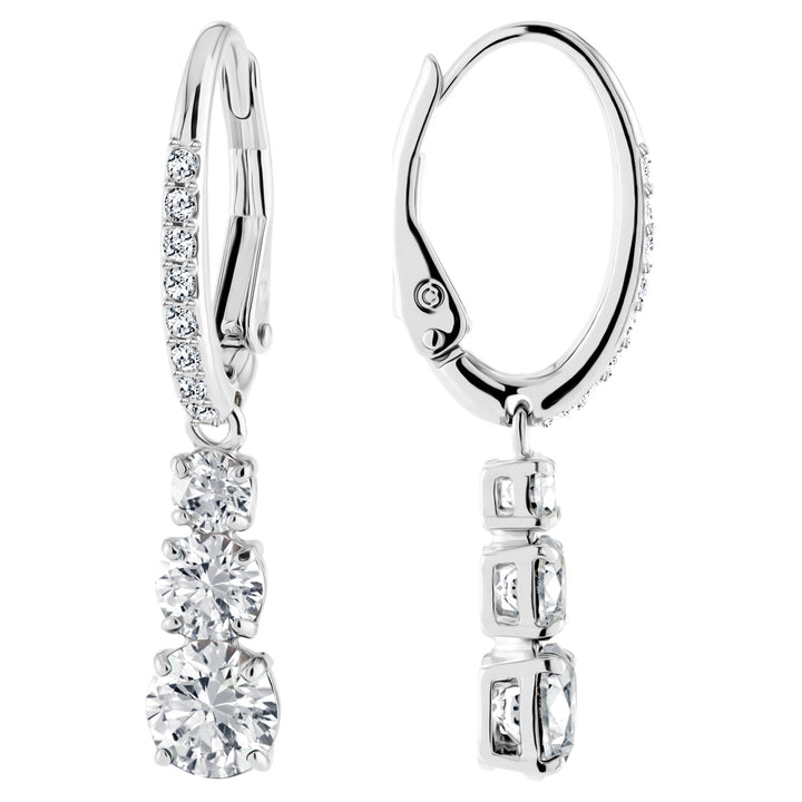 Swarovski Stilla Attract Rhodium Plated Drop Earrings With Clear Zirconia's 5416155