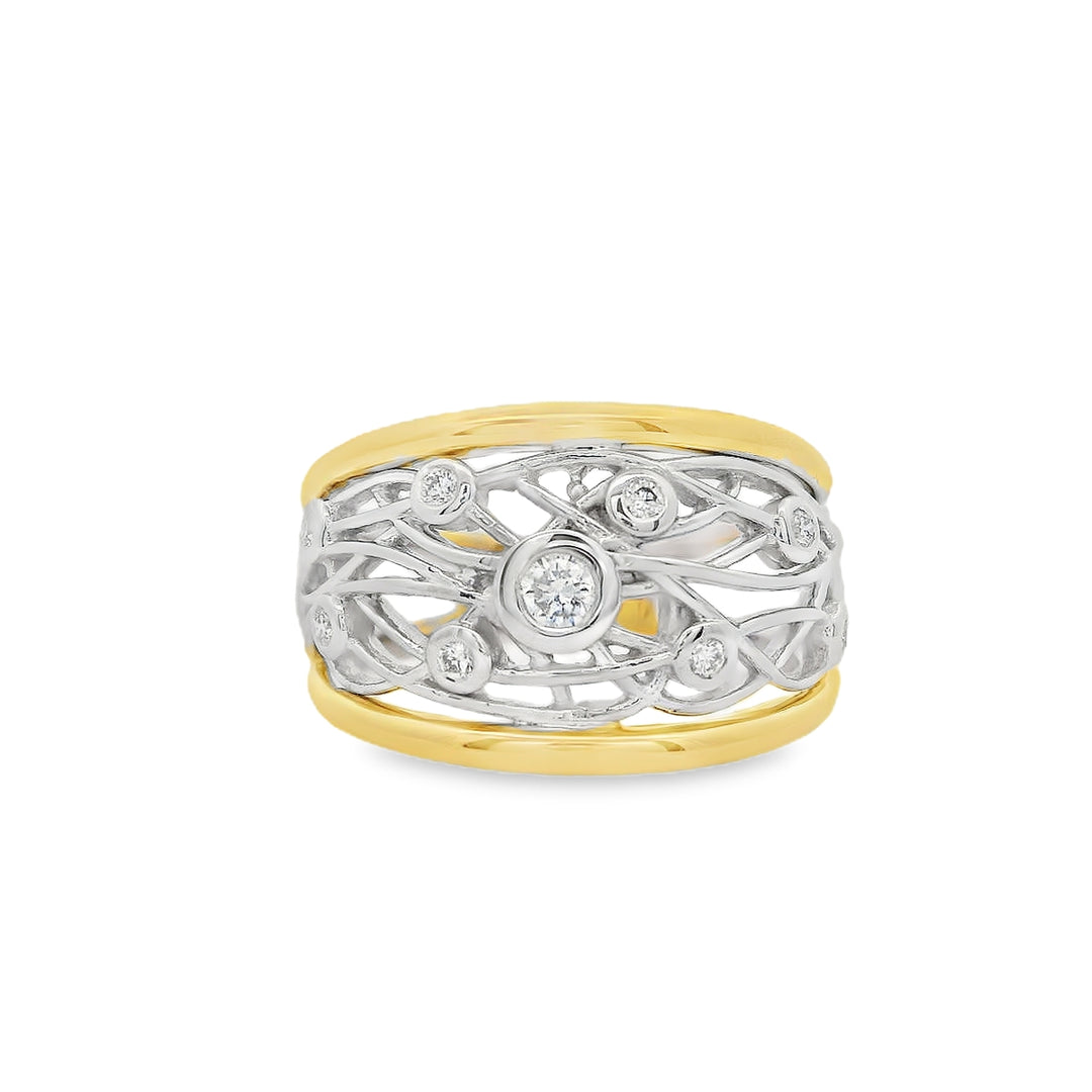 14K Yellow And White Gold 0.20 CTW Diamond Woman's Ring