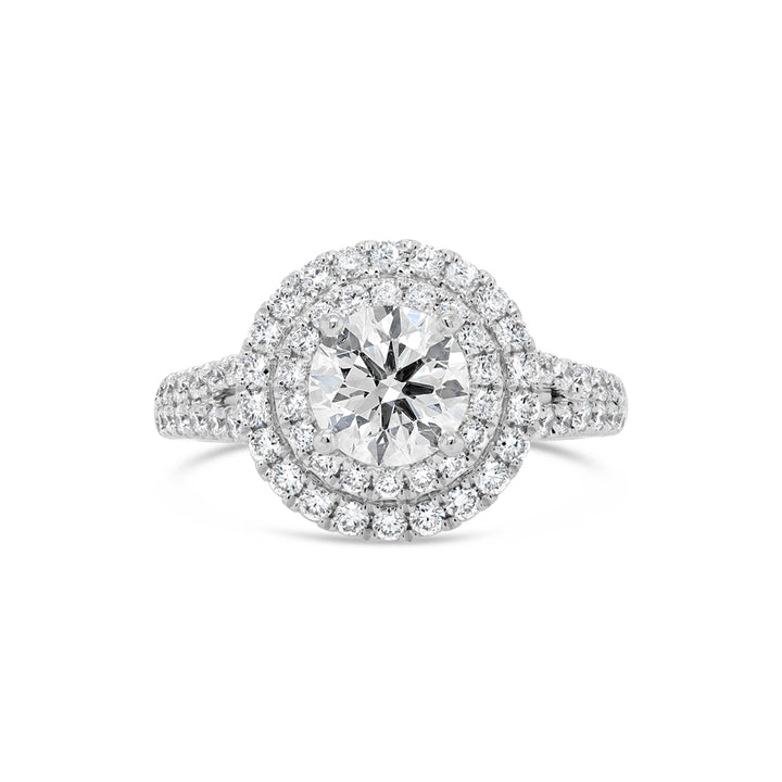 14K White Gold Halo Design 0.83 CTW Diamond Set Semi-Mount Engagement Ring