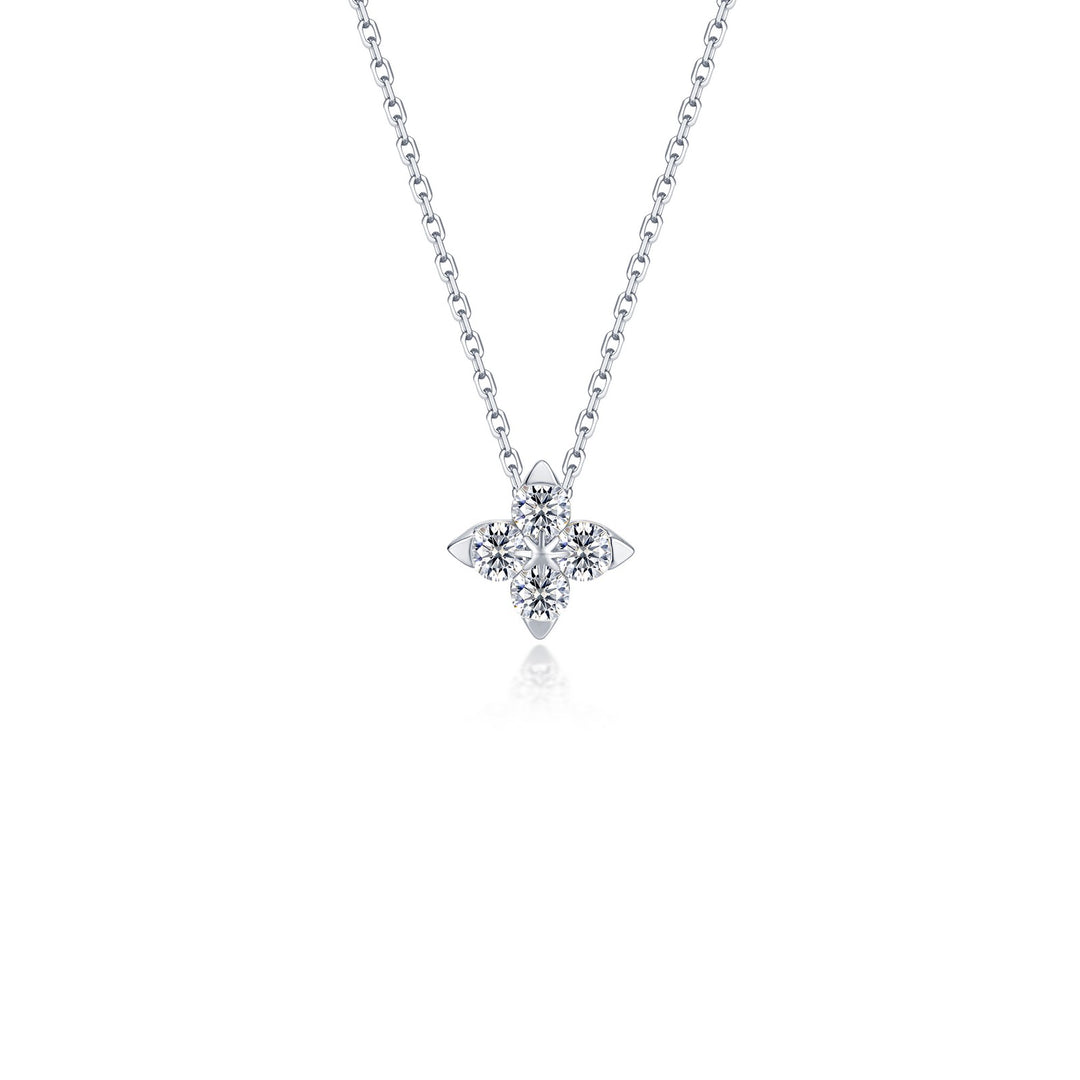Sterling Silver Trillium Superbloom Round Cubic Zirconia Necklace