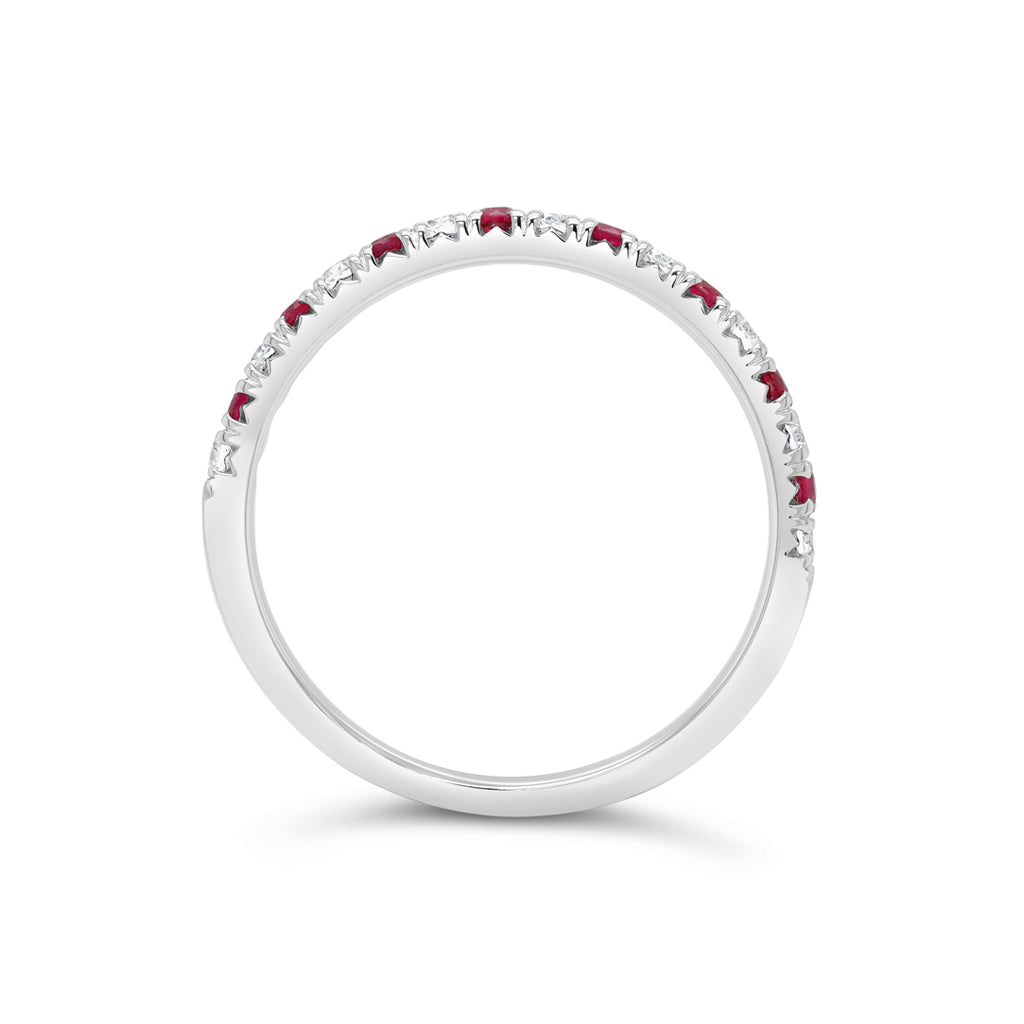 18K White Gold Ruby And 0.16 TDW Diamond Ring