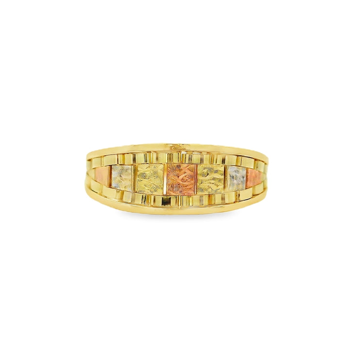 Estate - 14 Karat Tri-Coloured Gold Fancy Ring, Size 7.5
