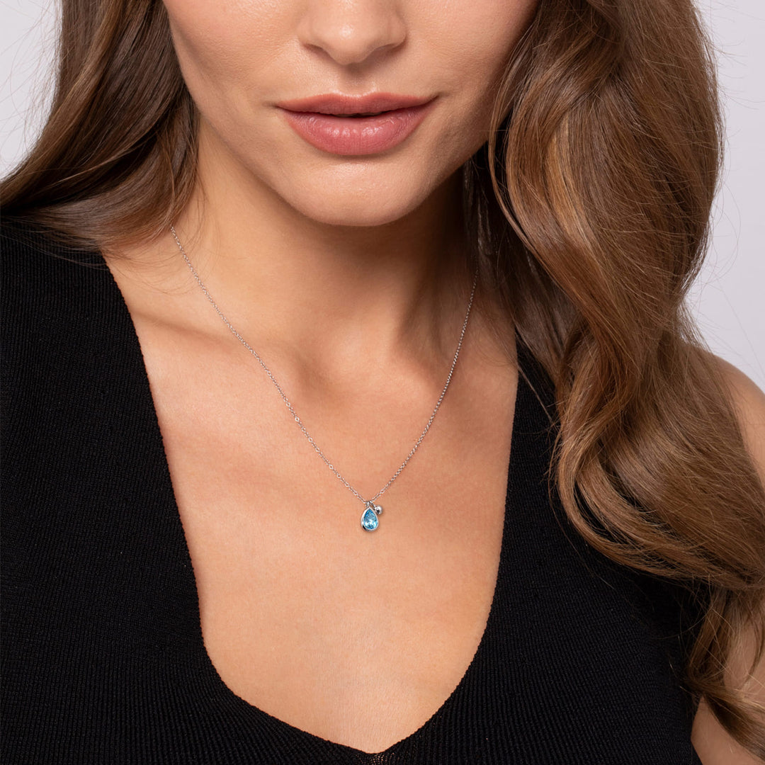 Sterling Silver Gabriel & Co. Drop Necklace With Blue Topaz