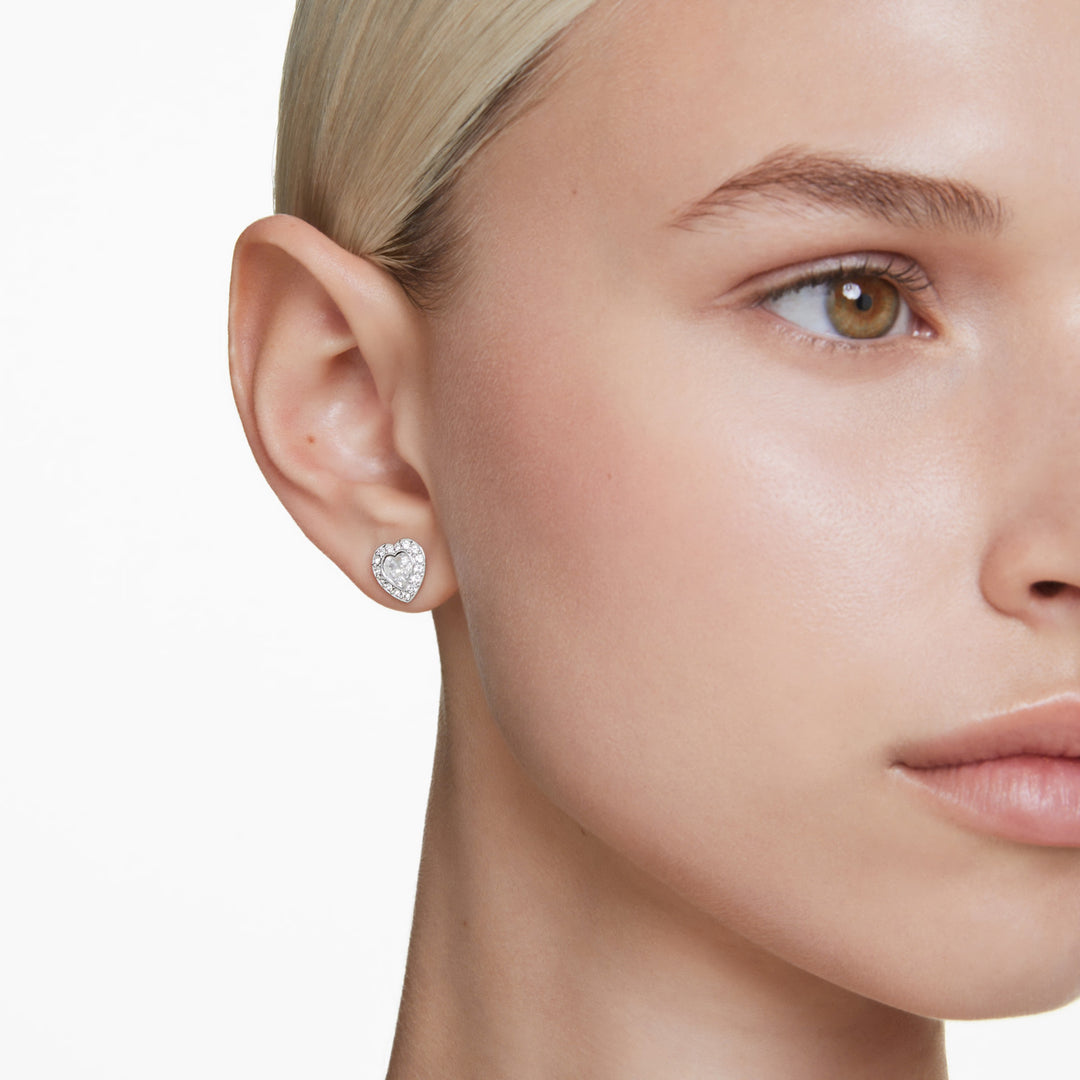 Swarovski Ariana Grande x Swarovski Rhodium Plated Heart Stud Earrings With Clear Crystals 5720859