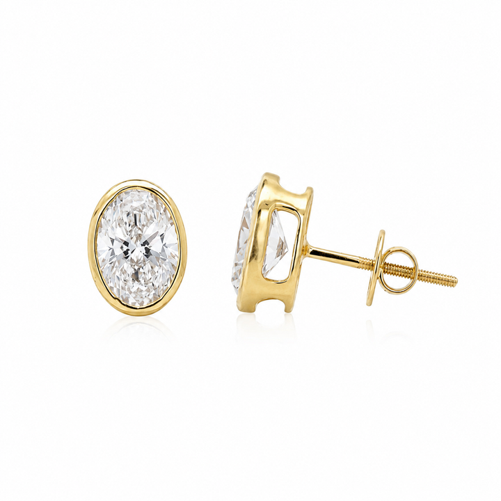 14K Yellow Gold 2.09 CTW LAB Grown Diamond Stud Earrings Bezel Set